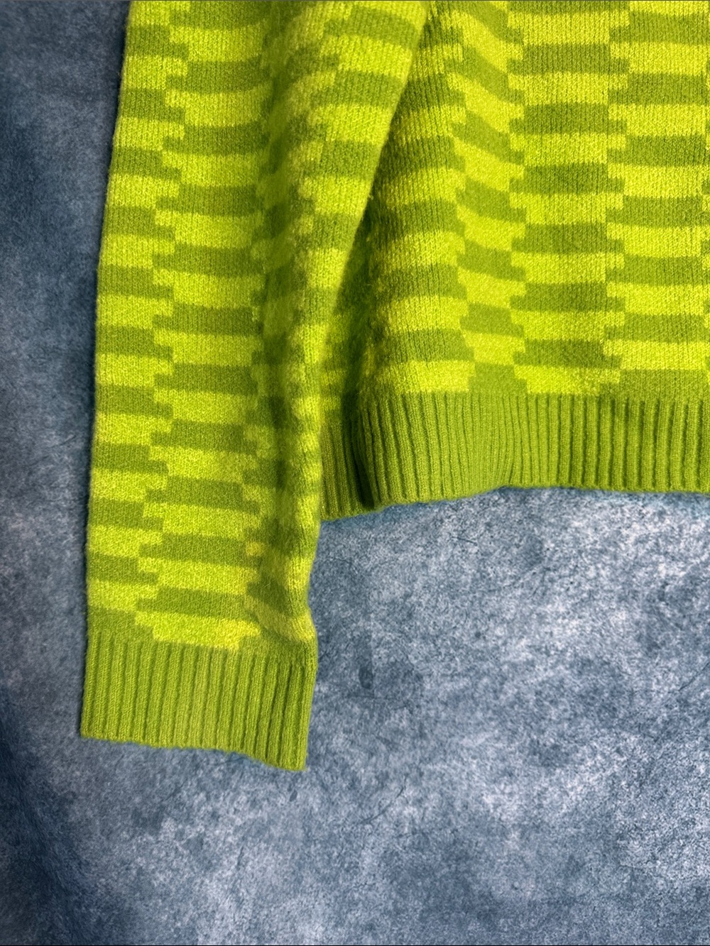 Lisa Says Gah Neon Lime Checkerboard Crewneck Sweater - Picture 5 of 6